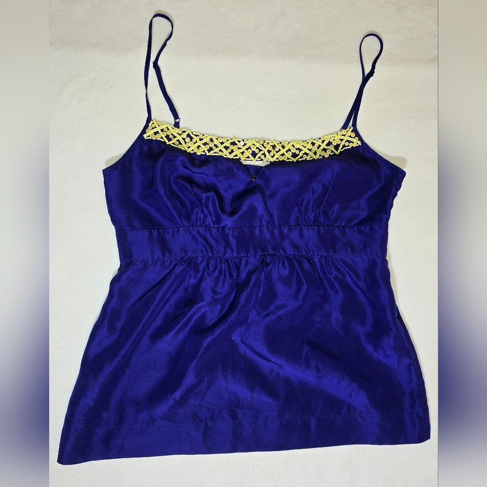 BCBG Silk Beaded Spaghetti Strap top Small y2k 90s gorpcore fairy